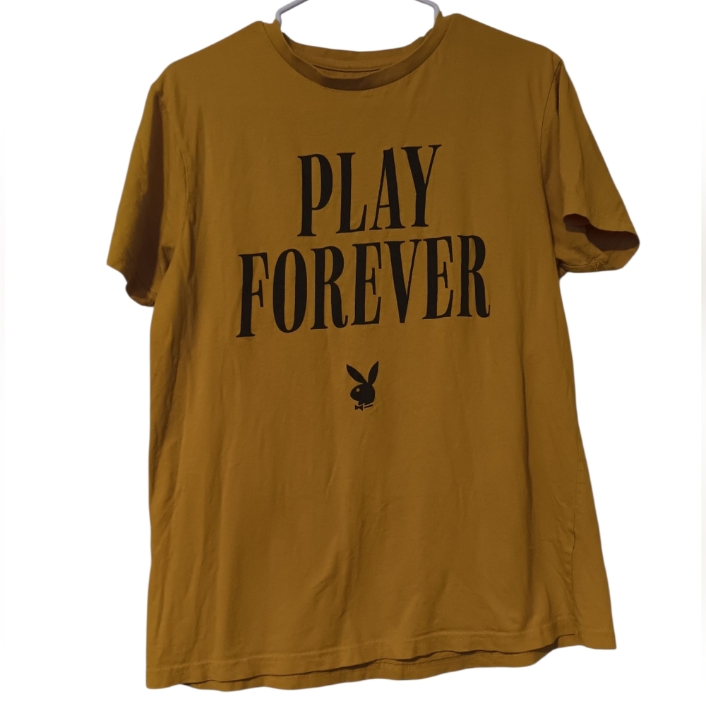Playboy T Shirt Double Sided Butterfly Pin Up Yellow Forever Worn Size M
